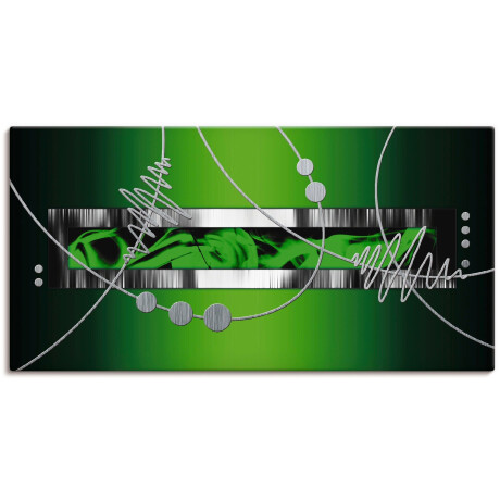 Artland Artprint op linnen Zilverkleur abstract op groen
