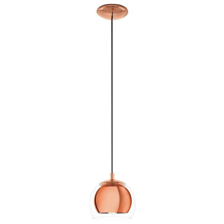 EGLO Hanglamp ROCAMAR Hanglamp, metaal in koper en glas in helder, eettafel lamp, E27 (1 stuk)