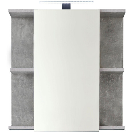 trendteam Spiegelkast Badspiegel met spiegeldeur in wit hoogglans/beton - inclusief lamp (2-delig)