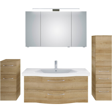 Saphir Badkamerserie 6005 sprint 4-delig, keramiek-wastafelonderkast met led-spiegelkast (5-delig)