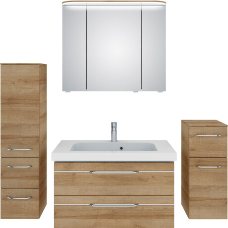 Saphir Badkamerserie Balto sprint 4-delig, mineraalmarmeren wastafel met led-spiegelkast (5-delig)