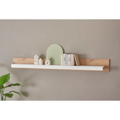 INOSIGN Wandrek Brixen, moderne wandplank, hangplank met opbergruimte veelzijdig inzetbaar wandrek, wit met eiken evoke decor