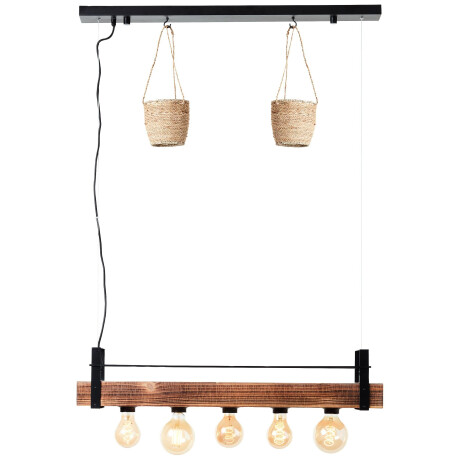 Brilliant Leuchten Hanglamp Bankwood Hanglamp 5 fittingen zwart/houtkleur (1 stuk)