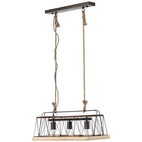Brilliant Leuchten Hanglamp Narcy Hanglamp 3 fittingen burned steel/hout (1 stuk)