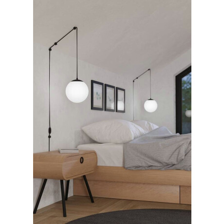 EGLO Hanglamp Rondo 3 Hanglamp, eettafellamp van zwart metaal en wit glas, E27 (1 stuk)