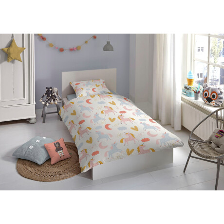 good morning Baby-overtrekset Unilove Katoen, 100x135, Rits, Baby, Meisje, Eenhoorn, Hartjes (2-delig)