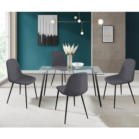 INOSIGN Eethoek Danny-Miller Glazen tafel 140x80 cm met 4 stoelen (cord), frame van metaal (set, 5-delig)