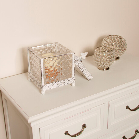 Myflair Möbel & Accessoires Opbergbox Leyla, wit van metaal & glas, met deksel