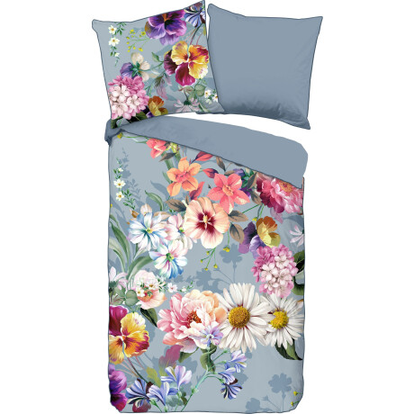 Descanso Tweezijdig te gebruiken overtrekset NOVARA Katoen, Satijn, 135x200, Bies, Rits, Omkeerbaar, Bloemen, Natuur