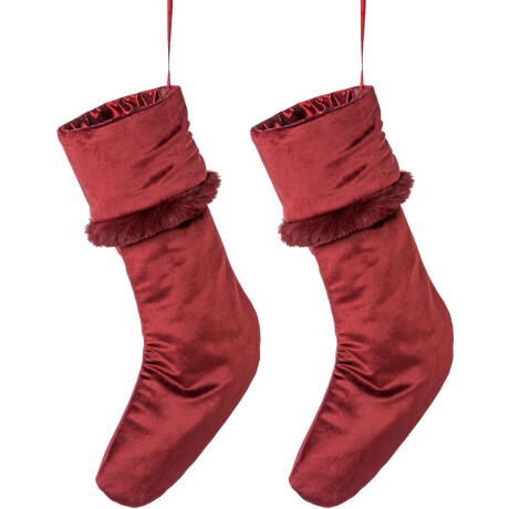 Creativ home Kerstman laarzen Kerst versiering Kerstsok van fluweel, hoogte ca. 45 cm (set, 2 stuks)