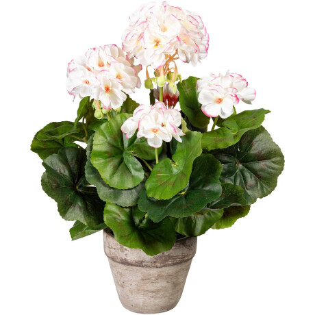 Creativ green Kunstplant Geraniums in de cementpot (1 stuk)