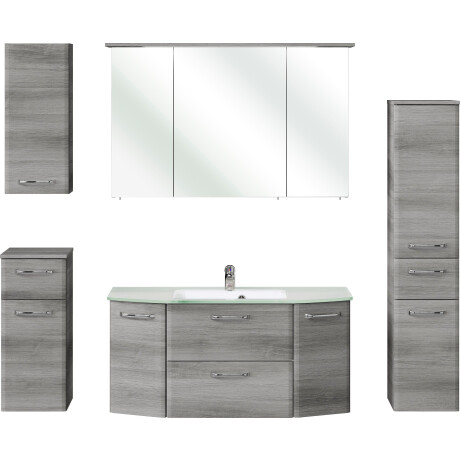 Saphir Badkamerserie Quickset 5-delig glazen wastafelonderkast met led-spiegelkast, badkameraccessoireset (6-delig)