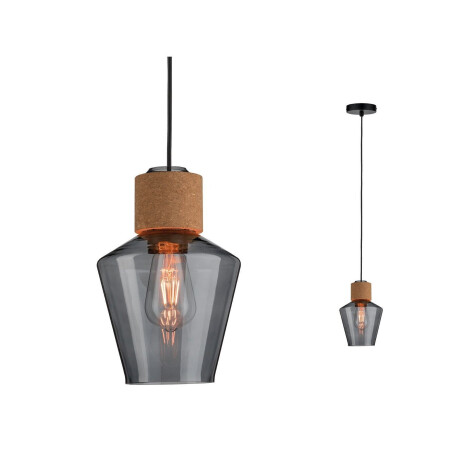 Paulmann Hanglamp Neordic Edla max. 1x20W Rookglas/Kurk/Zwart 230V (1 stuk)