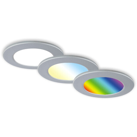 Briloner Leuchten Ledinbouwlamp 3-pack LED inbouwlampen RGB-CCT, chroom-mat 3-delige set led inbouwspots plafond, rgb inbouwlampen cct, led bad