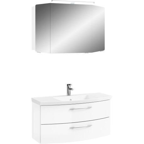 Saphir Badkamerserie Cassca sprint 2-delig mineraalmarmeren wastafel met led-spiegelkast (2-delig)