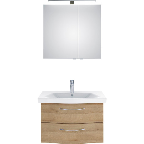 Saphir Badkamerserie 6005 sprint 2-delig, keramiek-wastafelonderkast met led-spiegelkast (2-delig)