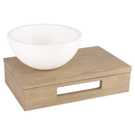 Differnz fonteinset - 40x21x10cm - Rechthoek - 0 kraangaten - wit mat keramieken waskom - Hout licht eiken SW642466 / SW705517