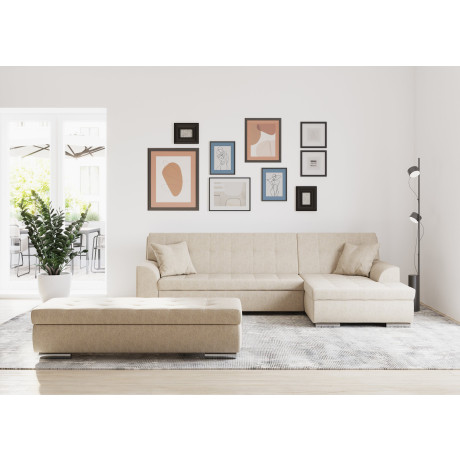 DOMO collection Hoekbank Treviso veel bekledingen, ook in cord, L-vorm, B/D/H: 267/80/83 cm optioneel met slaapbank functie, incl. sierkussens, hoogwaardig doorgestikt patroon