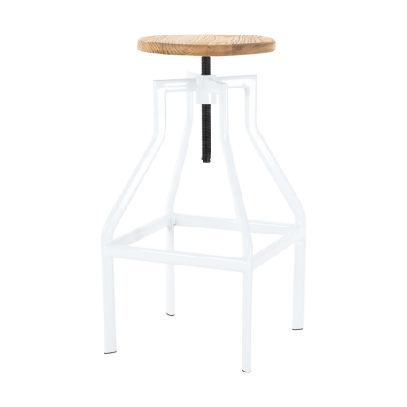 Hoge draaibare kruk wit - in hoogte verstelbaar