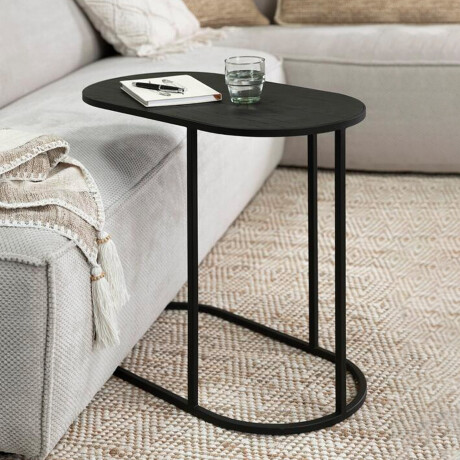 DTP Home Ovale Laptoptafel 'Terra' Teakhout, 65 x 35cm, kleur Zwart