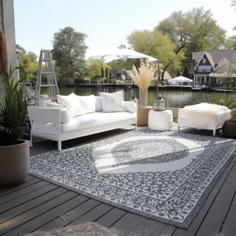 Dubbelzijdig Buitenkleed Meekly Wit Grijs 200x290 Cm Laagpolig Elle Decoration - Dekbed-Discounter.nl