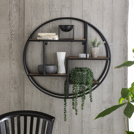 Artistiq Rond Wandrek 'Duc' Mangohout en metaal, 75cm