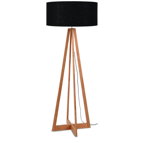Good&Mojo Vloerlamp 'Everest' Bamboe en Eco linnen, kleur Zwart