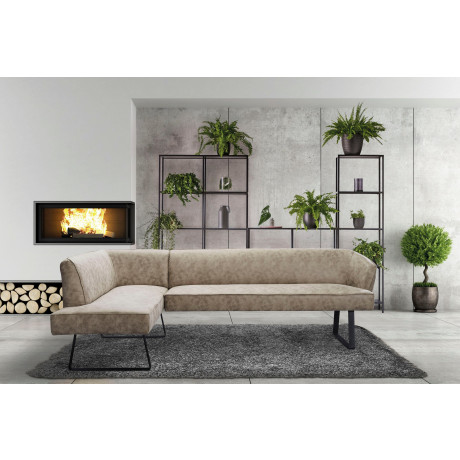 exxpo - sofa fashion Hoekbank Americano met opstaande naad en metalen poten, bekleding in verschillende kwaliteiten