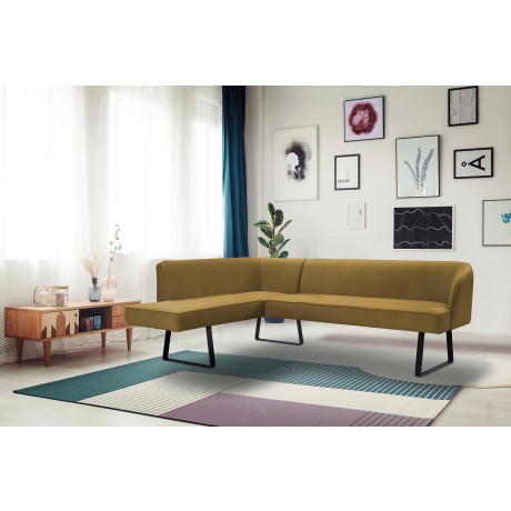 exxpo - sofa fashion Hoekbank Americano met opstaande naad en metalen poten, bekleding in verschillende kwaliteiten