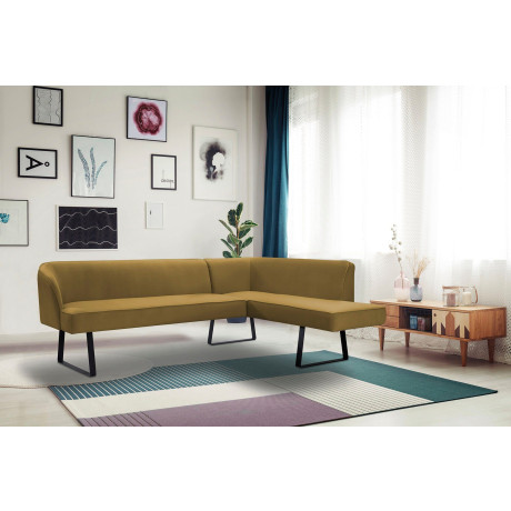 exxpo - sofa fashion Hoekbank Americano met opstaande naad en metalen poten, bekleding in verschillende kwaliteiten