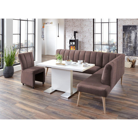 exxpo - sofa fashion Hoekbank Costa, moderne rugstikking, comfortabel en elegant, hoge houten voet