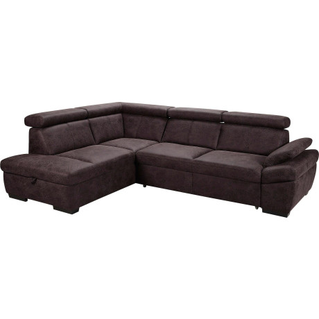 exxpo - sofa fashion Hoekbank Salerno, L-vorm inclusief verstelbare hoofdsteun en armleuning, naar keuze met slaapfunctie