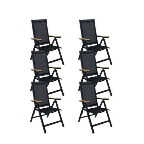 Norali dining tuinstoel verstelbaar set van 6 | textileen + aluminium | antraciet