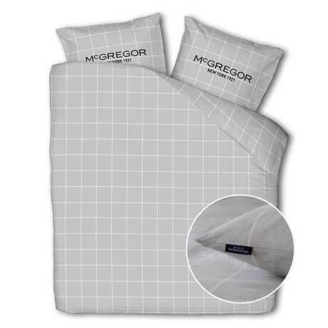 Flanellen Dekbedovertrek McGregor - Tweepersoons (200x240 cm) - Grijs - Dessin: Ruiten - McGregor - Dekbed-Discounter.nl