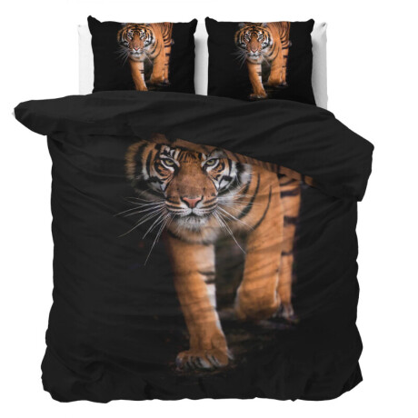 Dekbedovertrek Tiger Icon - Lits-Jumeaux (240x220 cm) - Blauw Microvezel - Dessin: Bloemen - Sleeptime Essentials - Dekbed-Discounter.nl