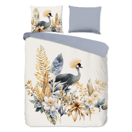 Dekbedovertrek Loha - Eenpersoons (140x200 cm) - & Creme Katoen - Dessin: Bloemen, Dieren - Good Morning - Dekbed-Discounter.nl