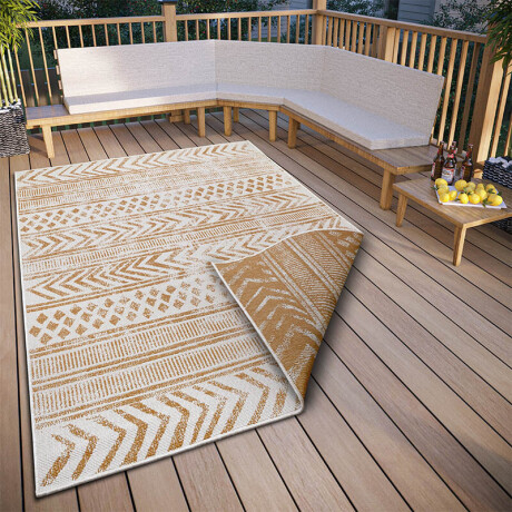 Dubbelzijdig Buitenkleed Biri - Beige/Wit maat: 150x80cm - materiaal: Polypropyleen - Dekbed-Discounter.nl