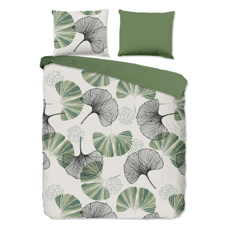 Dekbedovertrek Gigi - Lits-Jumeaux (240x220 cm) - Groen Katoen - Dessin: Natuur - Good Morning - Dekbed-Discounter.nl