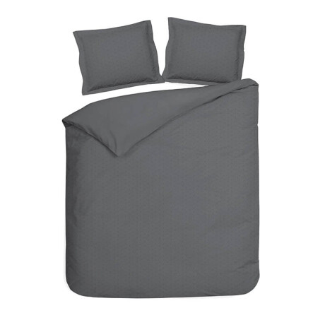 Dekbedovertrek Punto Katoen - Tweepersoons (200x200 cm) - Antraciet Katoen-satijn - Dessin: Stippen - Heckett Lane - Dekbed-Discounter.nl