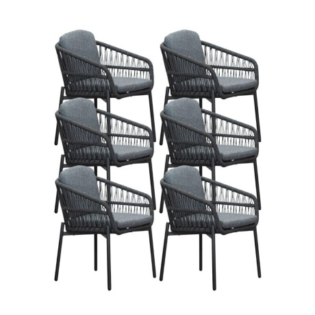 Rico dining tuinstoel set van 6 | aluminium + touw | charcoal