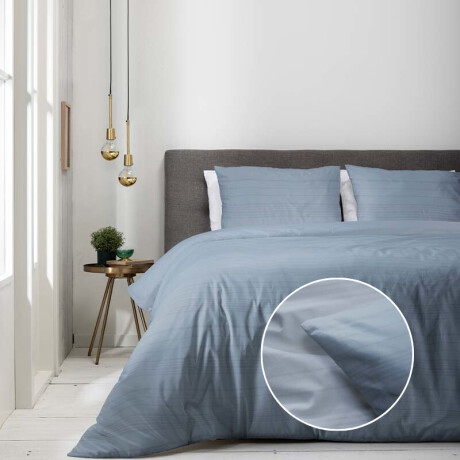 Dekbedovertrek Embossed Stripes - Tweepersoons (200x220 cm) - Blauw Microvezel - Dessin: Strepen - Luna Bedding - Dekbed-Discounter.nl