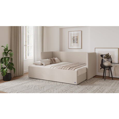 BRUNO logeerbed 160x200 in Beige | Uitschuifbed incl. matras & lattenbodem