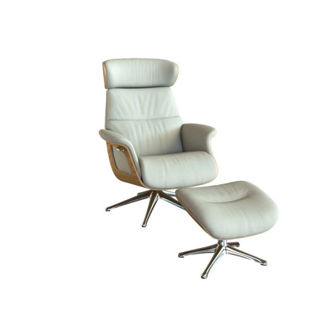 FLEXLUX Relaxfauteuil Clement relaxstoel, gestoffeerde stoel, ligstoel, TV-stoel, Rug- & hoofdverstelling, draaibaar, armleuning eiken, voet aluminium