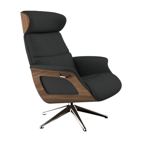 FLEXLUX Relaxfauteuil Clement relaxfauteuil, fauteuil, ligstoel, TV-stoel, Rug- & hoofdverstelling, draaibaar, armleuning walnoot, voet aluminium