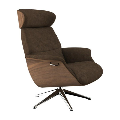 FLEXLUX Relaxfauteuil Relaxchairs Volden Rug- en hoofdverstelling, draaibaar, voet aluminium, armleuning walnoot