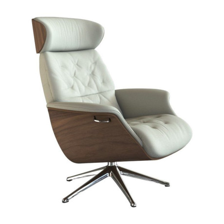 FLEXLUX Relaxfauteuil Relaxchairs Volden Rug- en hoofdverstelling, draaibaar, voet aluminium, armleuning walnoot