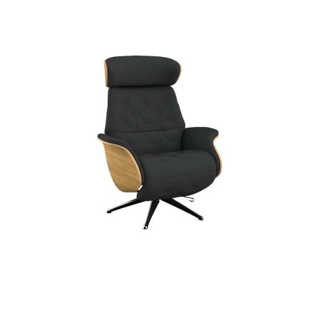 FLEXLUX Relaxfauteuil Volden praktische elektrische fauteuil Maat M, elektrische rug- en voetensteun, accu, armleuning Eiken, aluminium voet