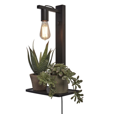 GOOD&MOJO Wandlamp 'Flores' Met plankje, Bamboe, kleur Zwart