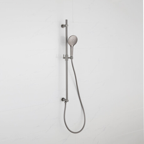 Fortifura Calvi Glijstangset - geïntegreerde wandaansluitbocht - doucheslang metaal- ronde handdouche - Geborsteld Gunmetal PVD SW1111532//SW706207/SW799451
