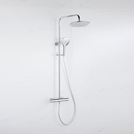 Fortifura Calvi Regendoucheset - thermostatisch - 25cm hoofddouche - gladde slang - ronde handdouche - chroom SW1159497 SW496814 SW706209